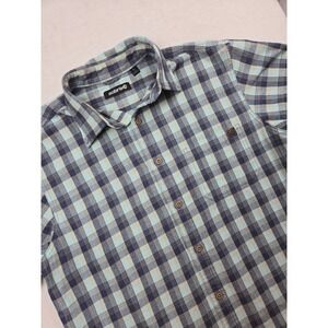 Solaris Mens L Plaid Short Sleeve Button Up Shirt‎ Casual